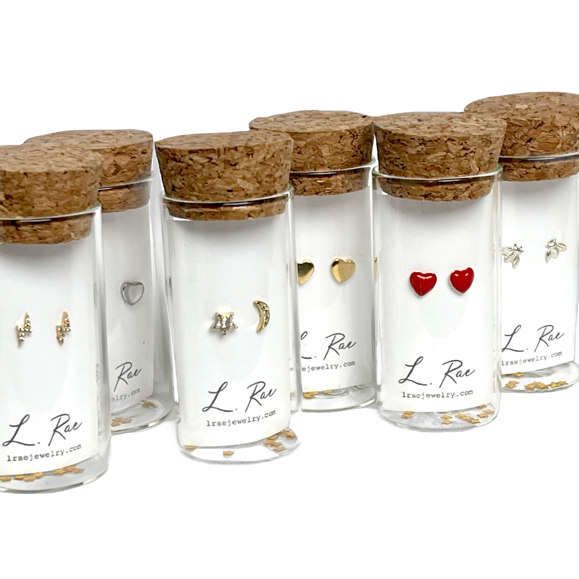 Heart Stud Earrings in Glass Jar: Silver