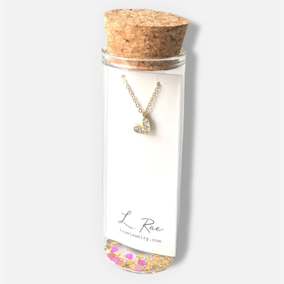 Tiny Crystal Heart charm necklace. Valentine's Day