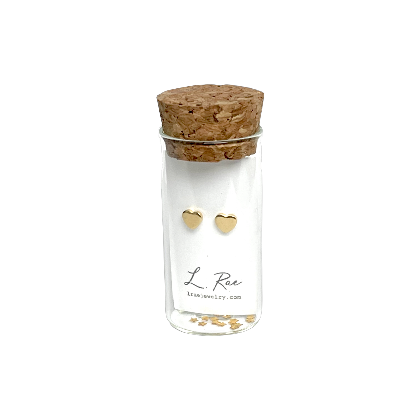 Heart Stud Earrings in Glass Jar: Gold